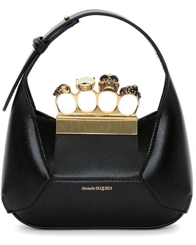 Alexander McQueen Jewelled Hobo Mini Bag - Black