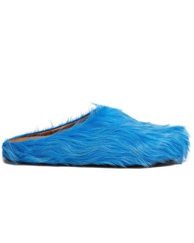 Marni Azure Hair Textured Slip-on Flats - Blue