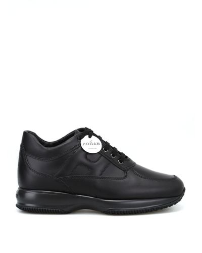 Hogan Interactive Urban Style Leather Trainers - Black