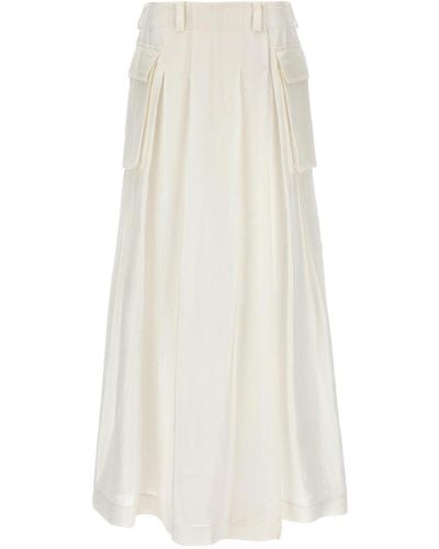 Alberta Ferretti Semi-transparent Long Skirt - White
