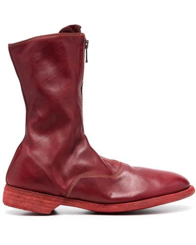 Guidi Front Zip Army Boots - Red