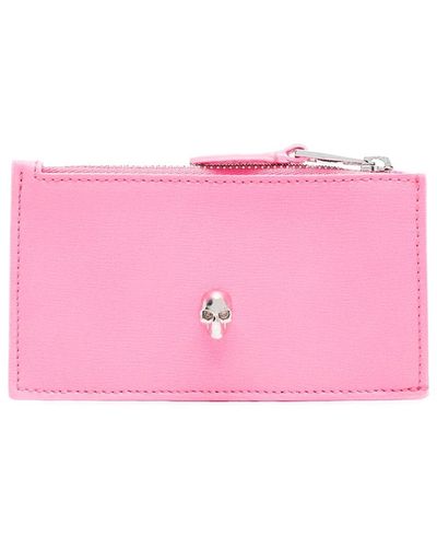 Alexander McQueen Skull Zipped Leather Credit Card Case - Pink