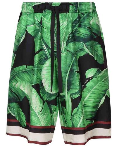 Dolce & Gabbana Shorts With Silk Print - Green