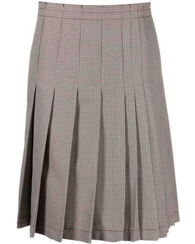 Marni Check-print Pleated Midi Skirt - Gray
