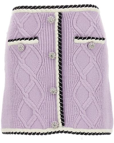 Self-Portrait Lilac Knit Mini Skirt - Purple