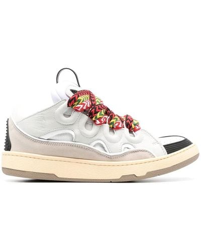 Lanvin Curb Trainers With Multicolour Laces - Pink