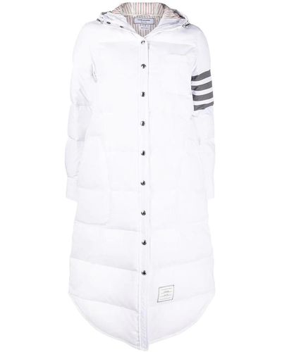 Thom Browne 4-bar Hooded Padded Coat - White