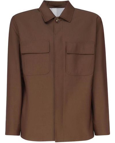 Lardini Shirt Jacket With Wide Collar - Brown
