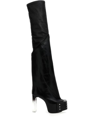 Rick Owens Oblique Platforms Boots - Black