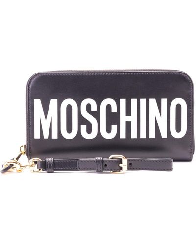 Moschino Contrasting Logo Leather Continental Wallet - White