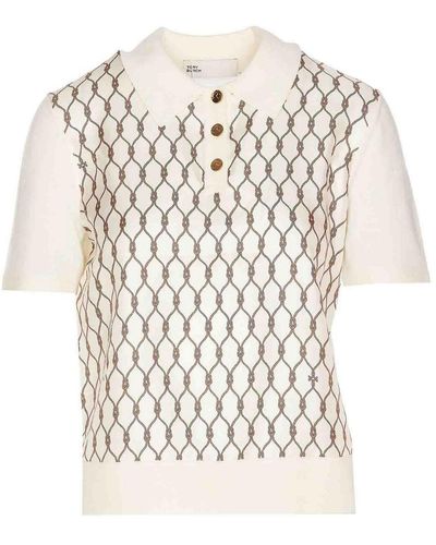 Tory Burch Polo Regular Collar All Over - White