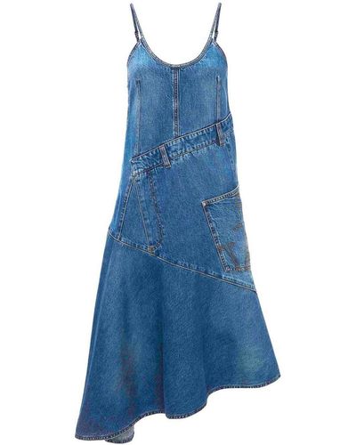 JW Anderson Asymmetric Cotton Denim Dress - Blue