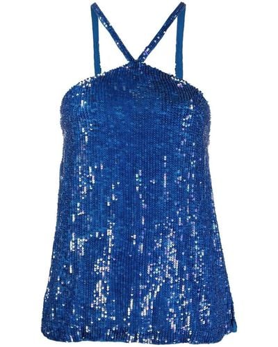 P.A.R.O.S.H. Sequined Top - Blue