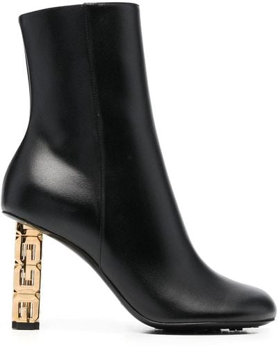 Givenchy 4g Cube Heel Pointy Ankle Boot In Black Leather