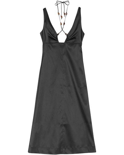Ganni Double Satin Halter-neck Dress - Black