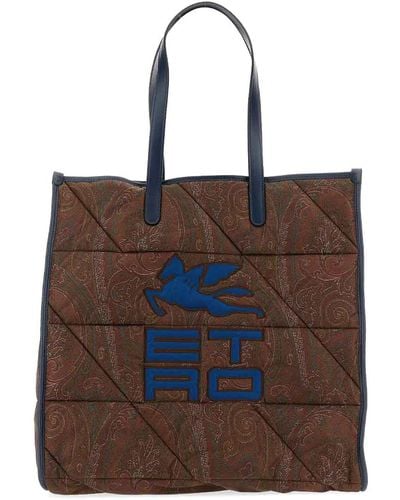Etro Logo Embroidery Shoulder Bag - Brown