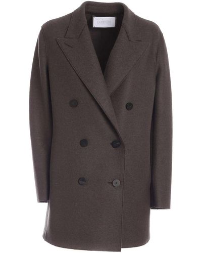 Harris Wharf London Double-breasted Coat In - Grey
