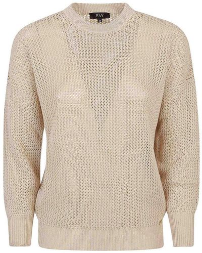 Fay Cotton Mesh Sweater - Natural