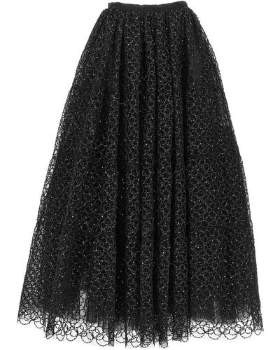 Giambattista Valli Embroidered Tulle Skirt - Black