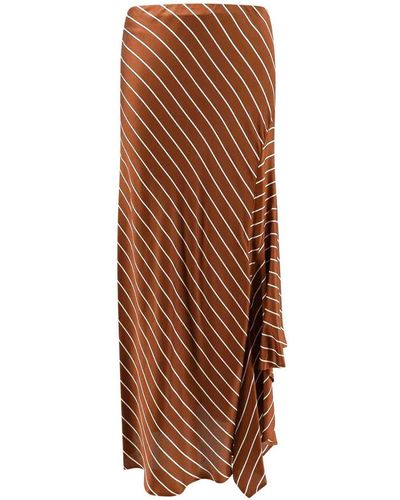 Semicouture Viscose Skirt With Striped Motif - Brown