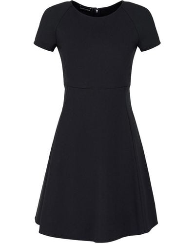 Emporio Armani Flared Cotton Dress With Full Skirt - Black