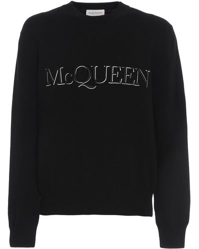 Alexander McQueen Cotton Crewneck Jumper - Black