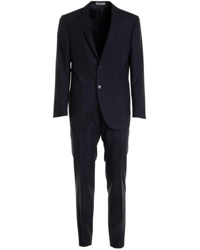 Corneliani Wool Suit With Buttons - Black