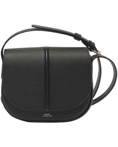 A.P.C. Betty Leather Bag With Logo - Black