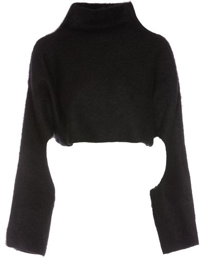 JW Anderson Mohair Blend Sweater With Cut Out Sleeves - Black