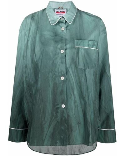 Umit Benan Jean Die-dye Print Cotton Shirt - Green
