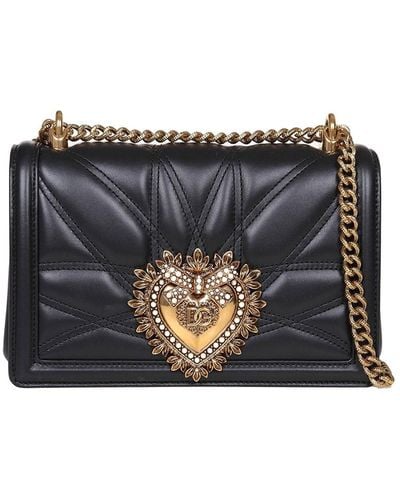 Dolce & Gabbana Large Devotion Bag In Quilted Nappa Leather - Black