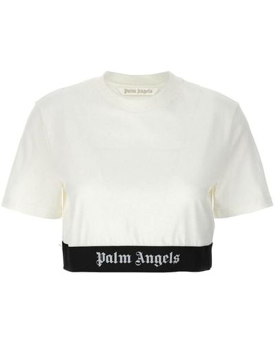Palm Angels Logo Tape Crop T-shirt - White