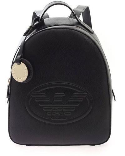Emporio Armani Embossed Logo Backpack - Black