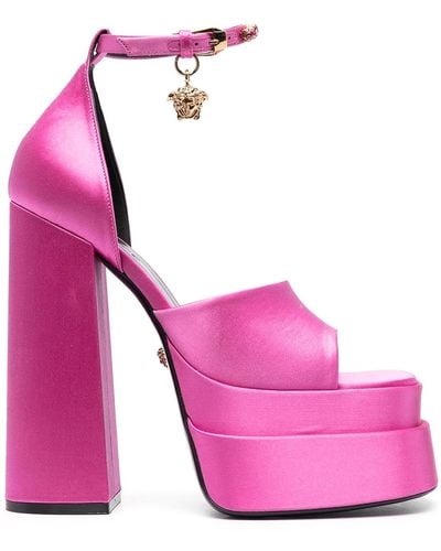 Versace Medusa Charm Platform Sandals - Pink