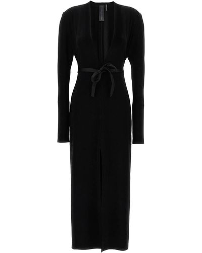 Norma Kamali Long Deep V-neck Dress - Black