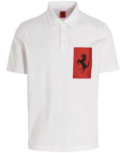 Ferrari Label Pocket Polo Shirt - White