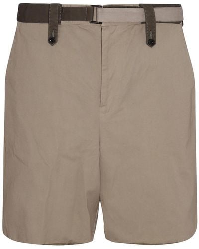 Sacai Khaki Cotton Shorts - Gray