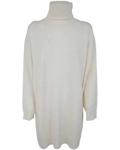 Kiton High Neck Knitted Mini Dress - White