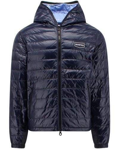 Duvetica Quilted Nylon Jacket With Front Logo Patch - Blue