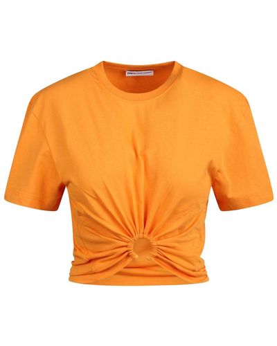 Rabanne T-shirt With Curled Detail - Orange