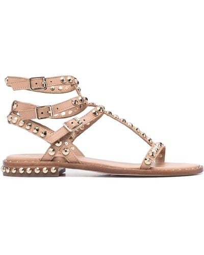 Ash Multi Strap Leather Sandals With Studs - Natural