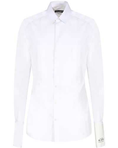 Dolce & Gabbana Cotton Poplin Tuxedo Shirt - White