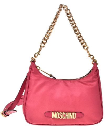 Moschino Metallic Letters Nylon Bag - Pink
