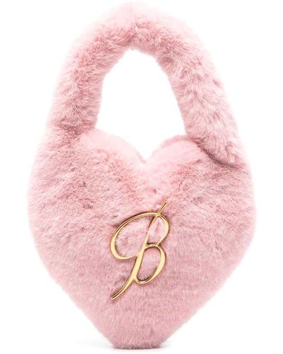 Blumarine Faux Fur Heart Handbag - Pink