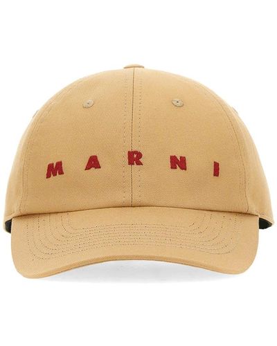 Marni Baseball Hat With Logo - Natural