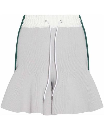Sacai Gray Stretch Pleated Shorts