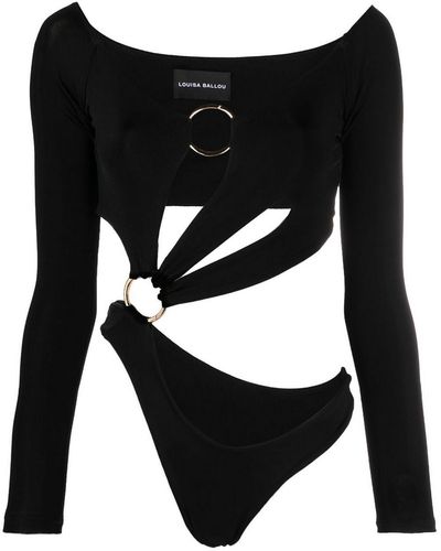 Louisa Ballou Long Sleeve Cut-out Bodysuit - Black
