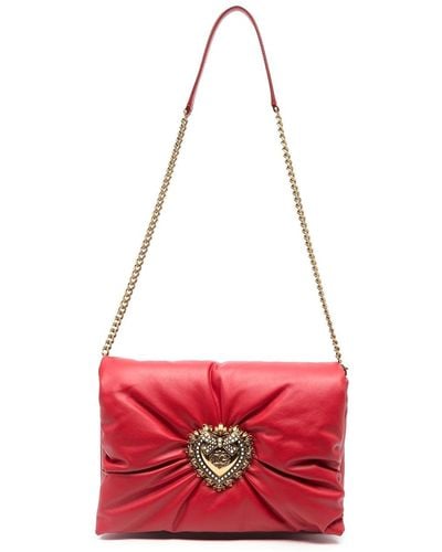Dolce & Gabbana Medium Calfskin Devotion Soft Bag - Red