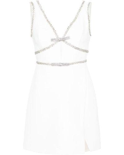 Self-Portrait Crystal-embellished Mini Dress - White