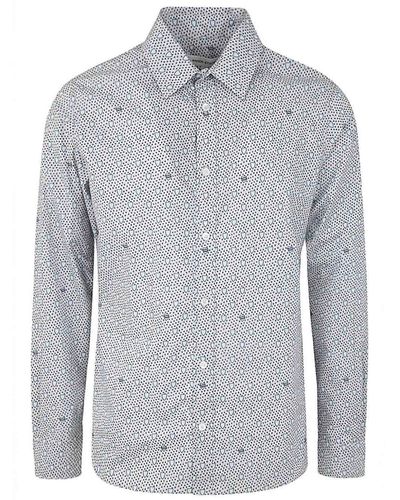 Maison Kitsuné Classic Shirt In Shield Printed Cotton - Gray